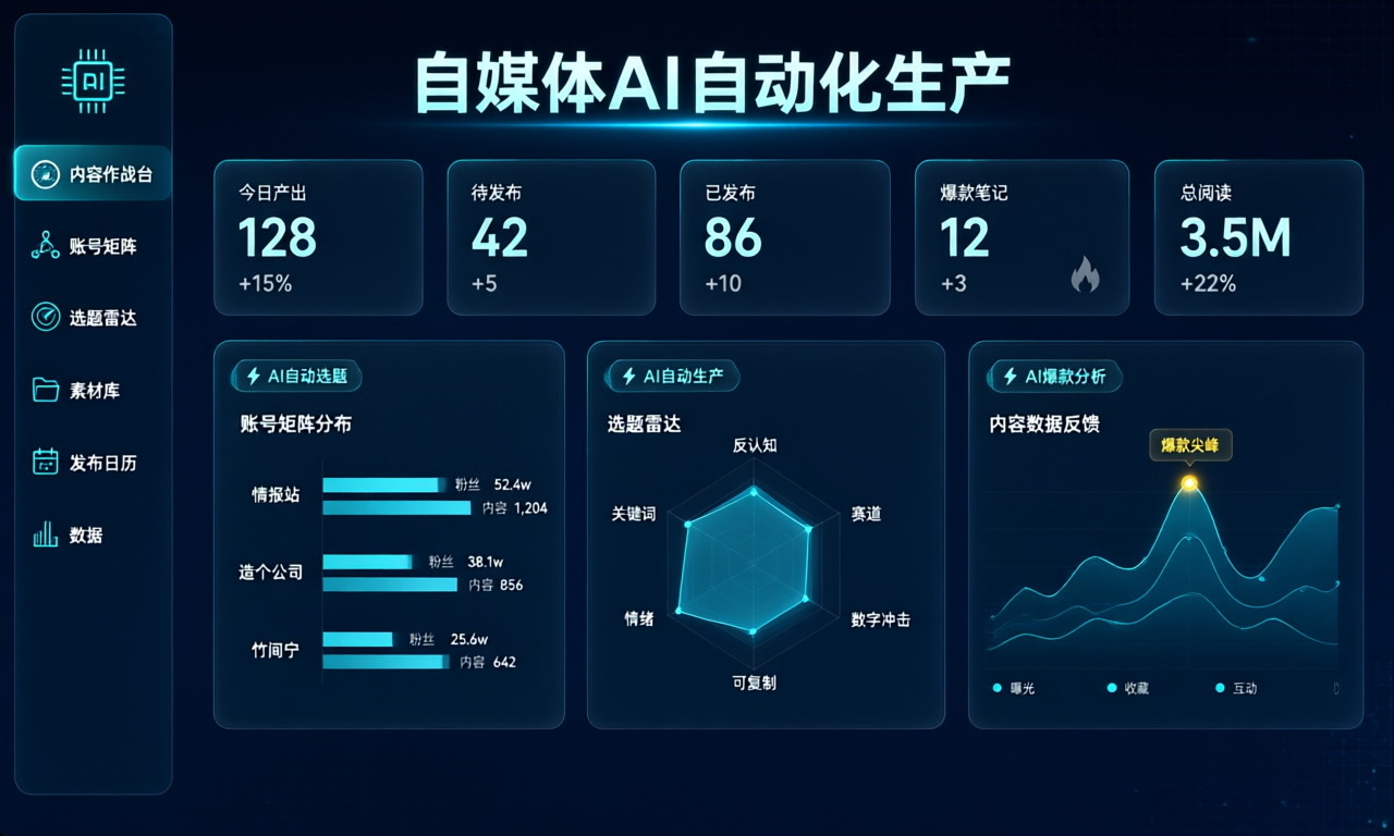 自媒体 AI 自动化生产原型图